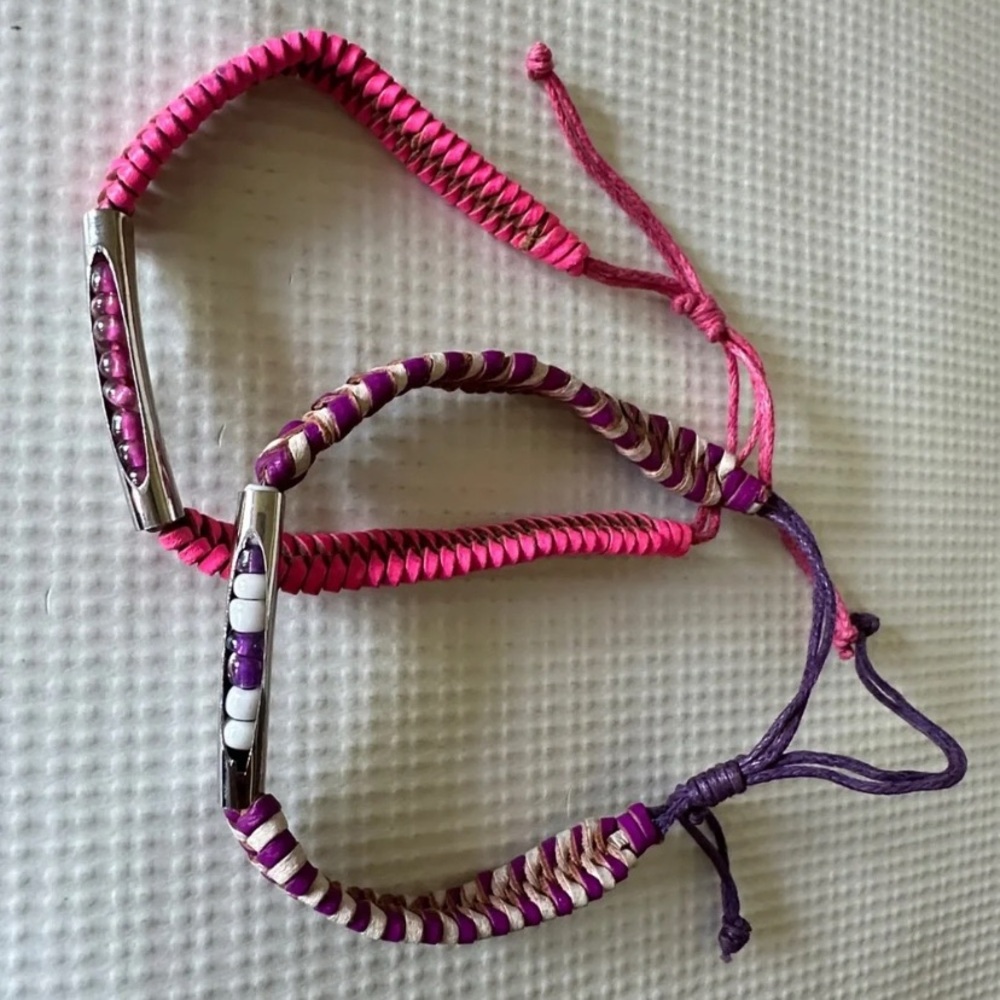Kids Pink & Purple Braided Friendship Bracelets